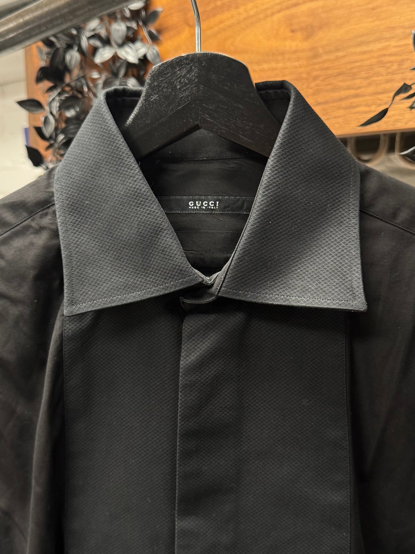 2000s Gucci Pleated Sleeve ‘Snakeskin’ Accent Shirt