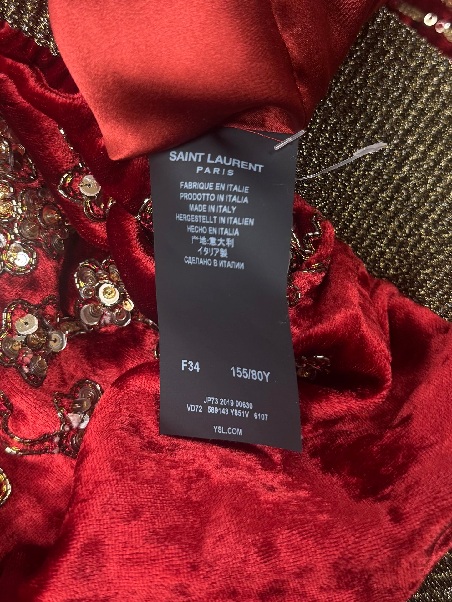 AW2019 Saint Laurent Sequin Hand Beaded ‘Sukajan’ Souvenir Jacket