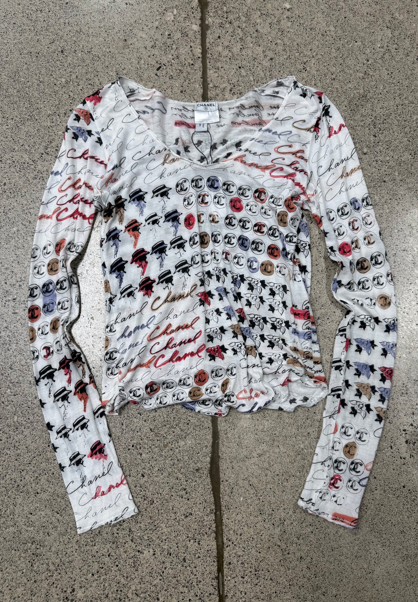 SS2006 Chanel ‘Cruise’ Semi Sheer Silk Long Sleeve Top