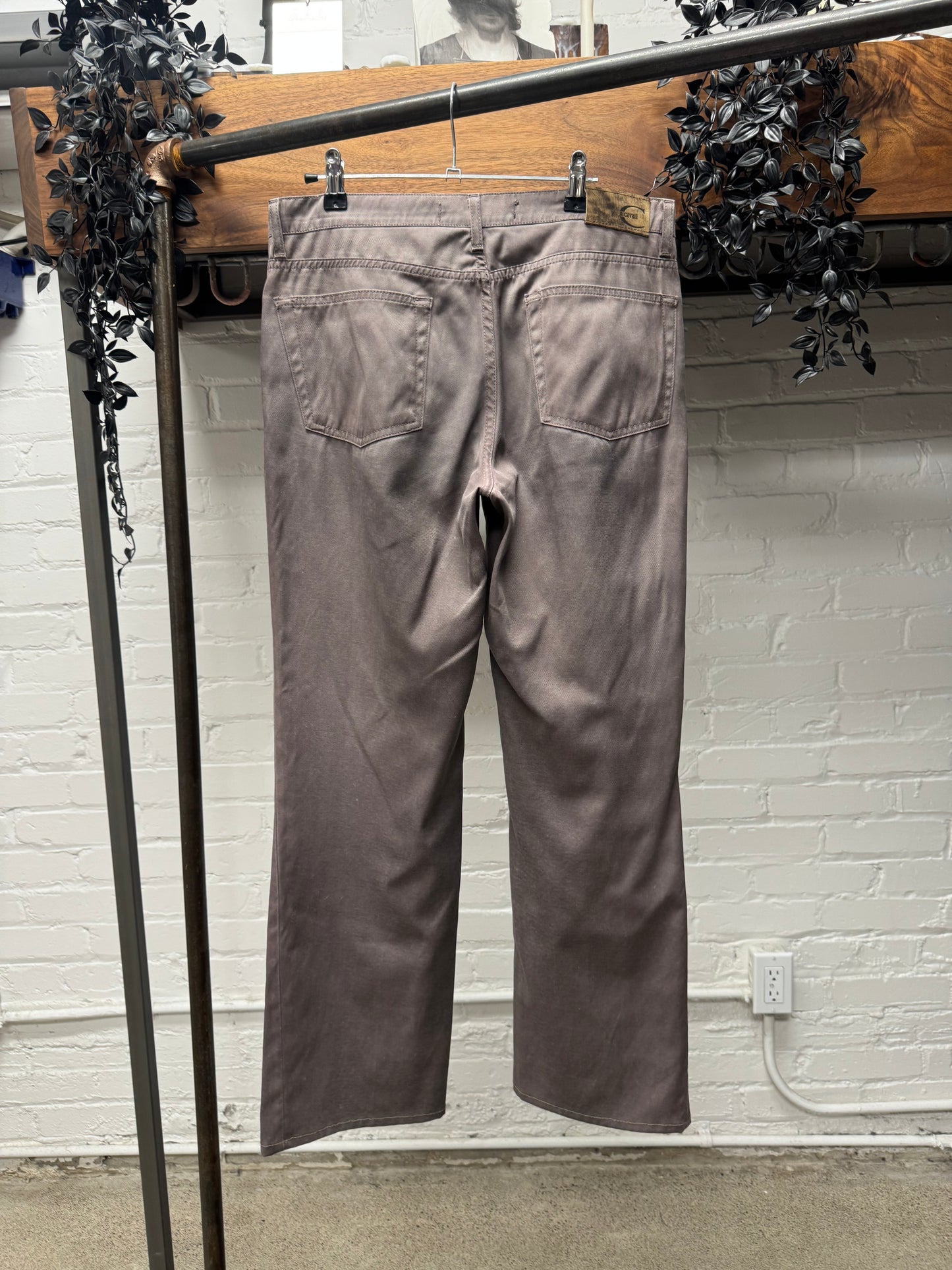 2000s Roberto Cavalli ‘Wave Seam’ Purple Bootcut Denim
