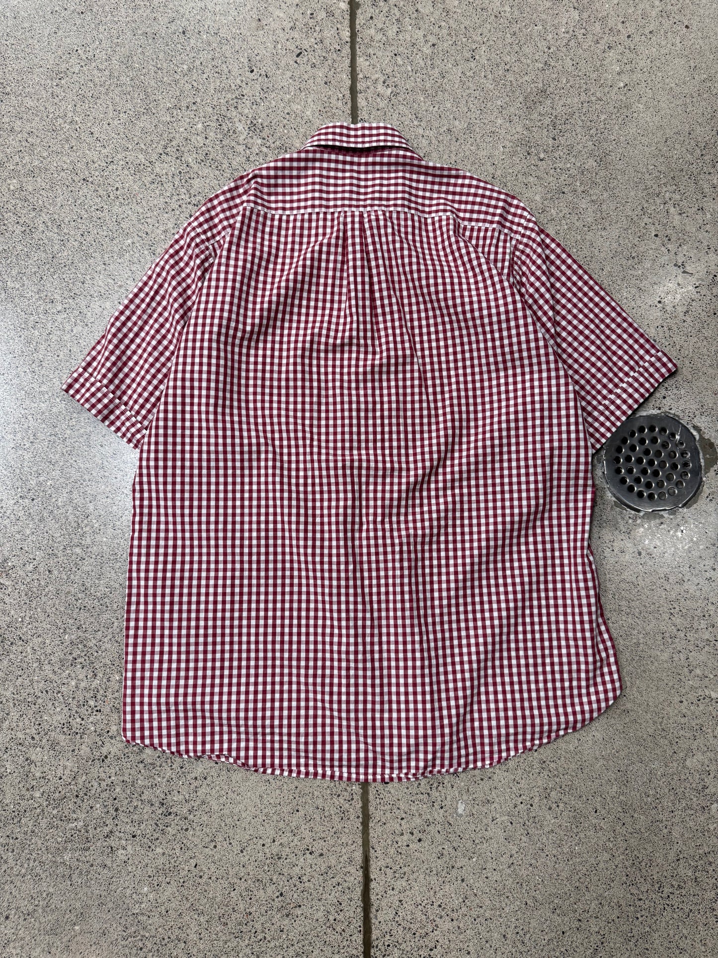 Dolce & Gabbana Red/White Gingham Short Sleeve Button Down