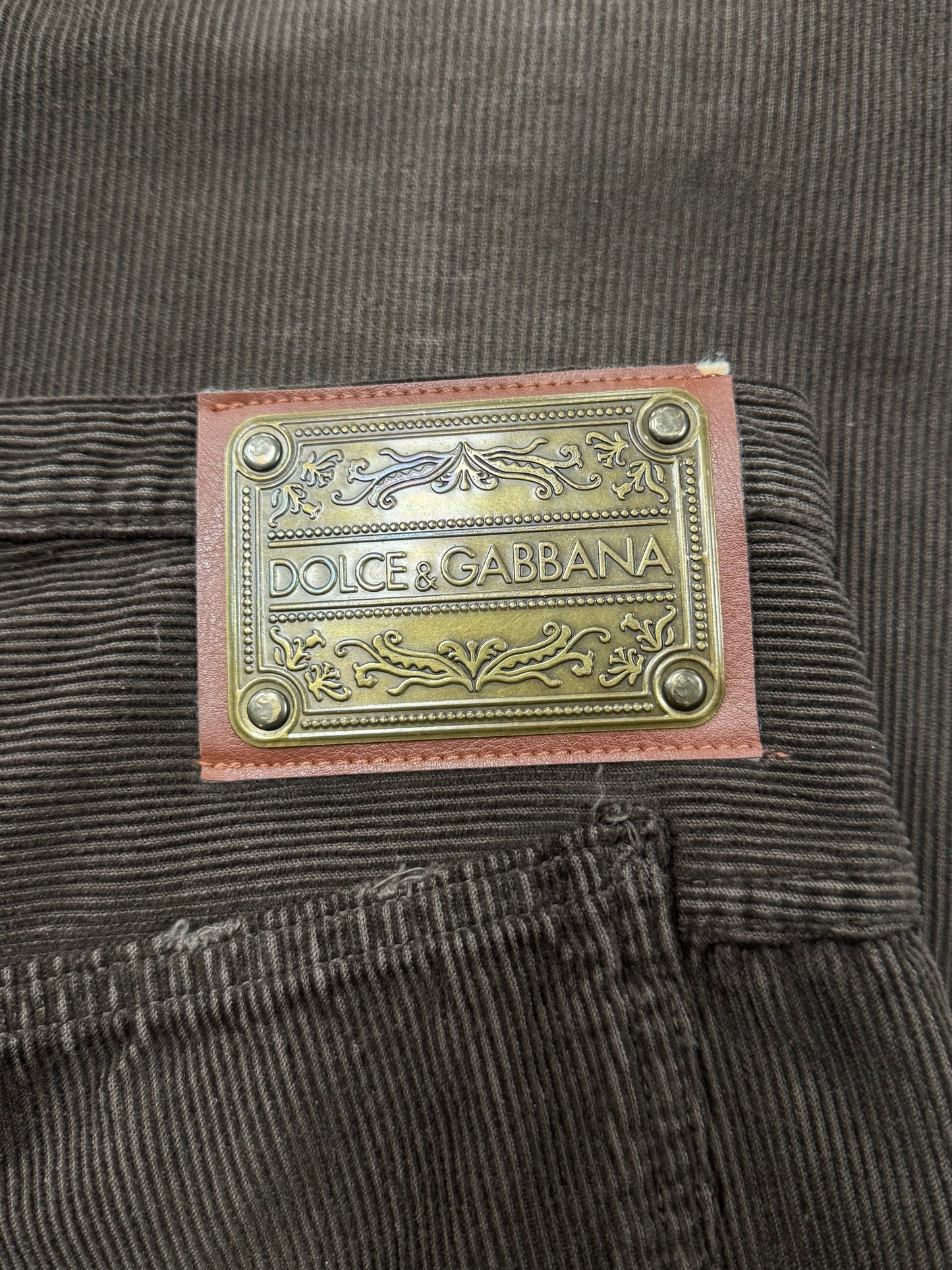 2000s Dolce & Gabbana Brown Corduroy Wide Leg Pants