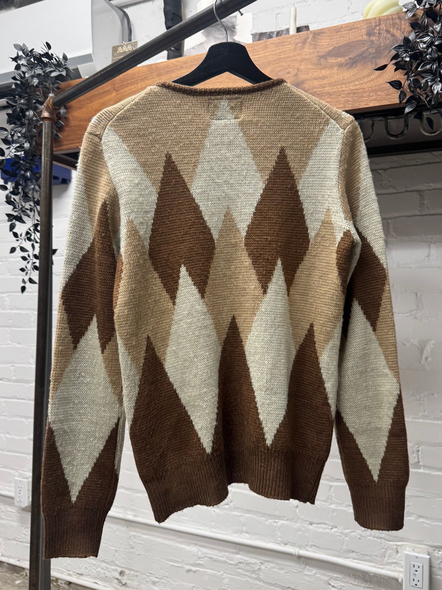 Number (N)ine Argyle Knit Zip-Up Cardigan