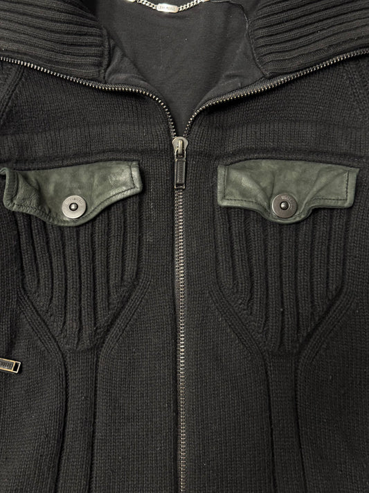 Dirk Bikkembergs Ribbed Wool/Suede ‘Drivers’ Sweater