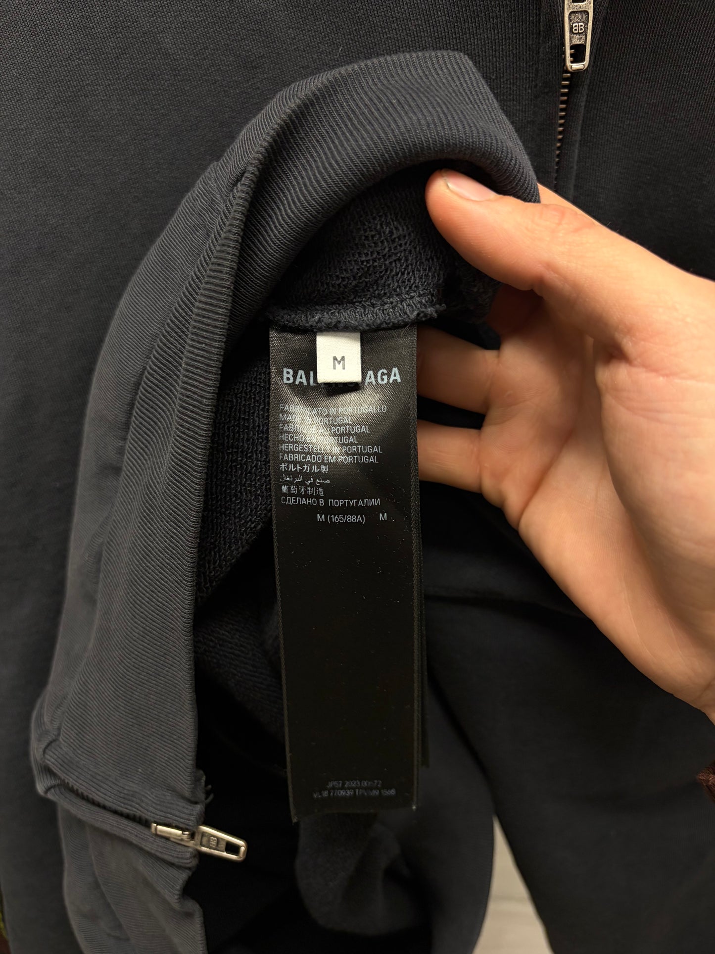 SS2024 Balenciaga ‘Offshore’ Faded Black Zip-Up Hoodie