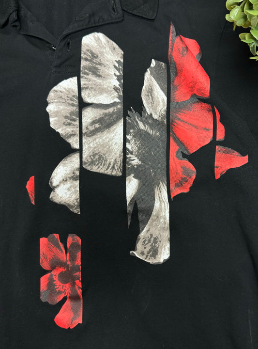 Neil Barrett Black ‘Flowers’ Polo