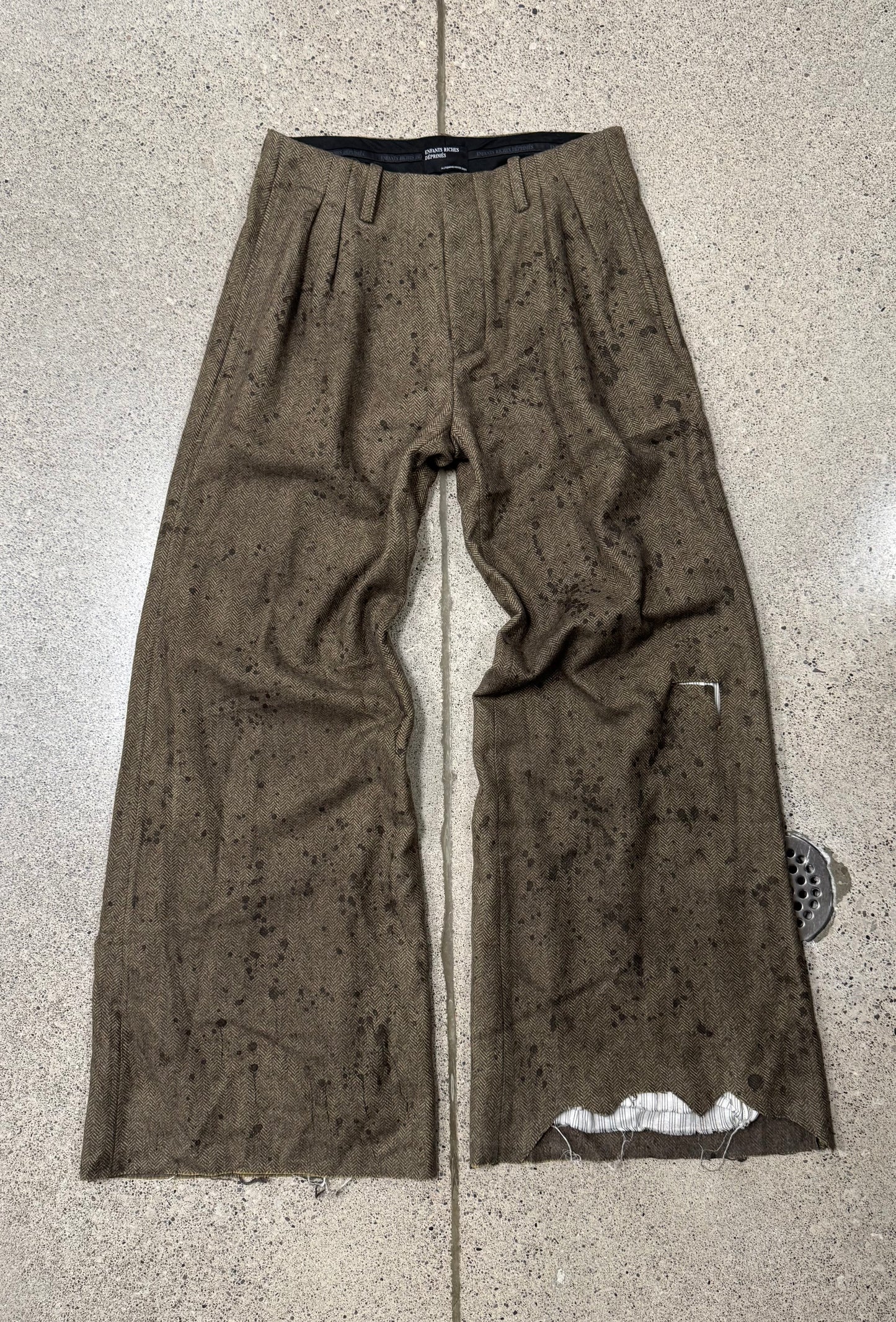 AW2024 Enfants Riches Deprimes ‘Oil Stained’ Wide Leg Wool Trousers