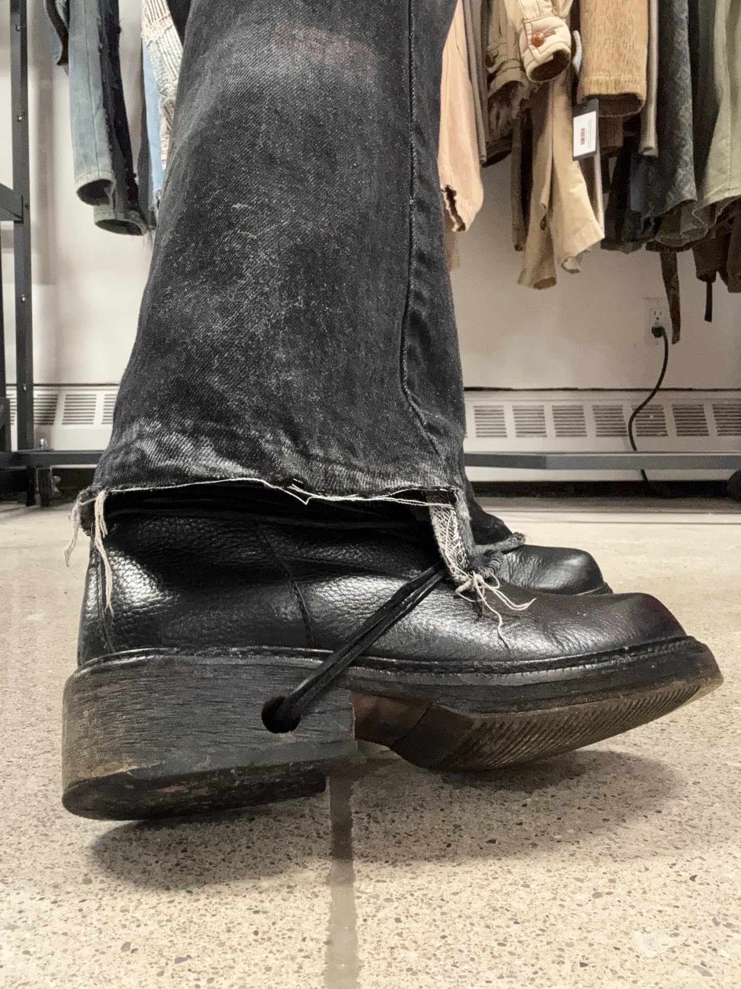 Dirk Bikkembergs ‘Heel Laced’ Black Leather Combat Boots