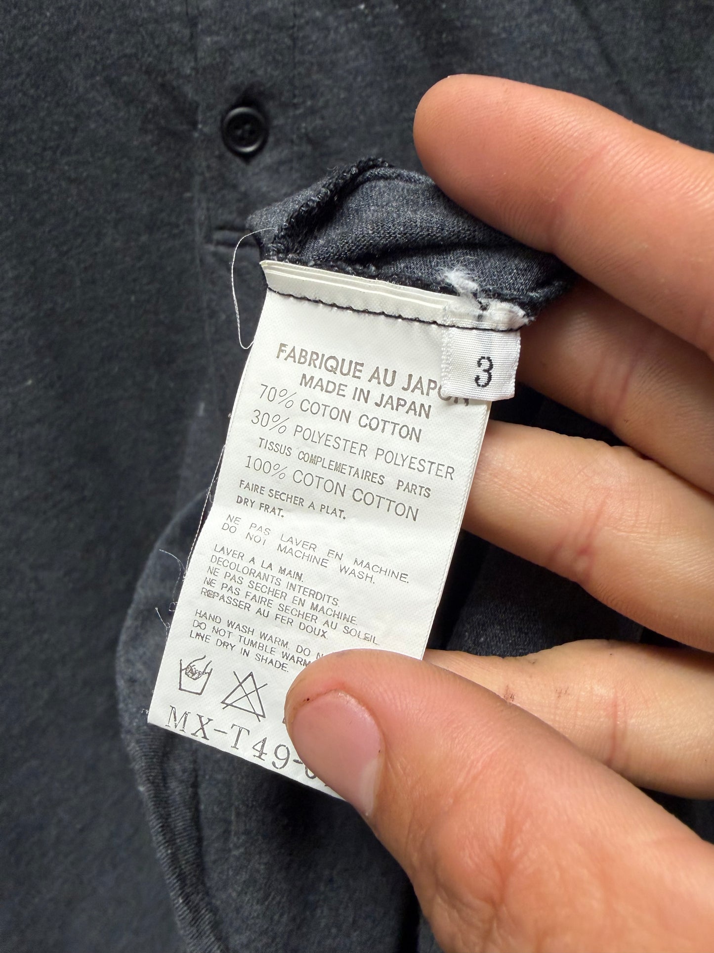 Yohji Yamamoto ‘Y’s’ Black/Grey Henley Long Sleeve Shirt