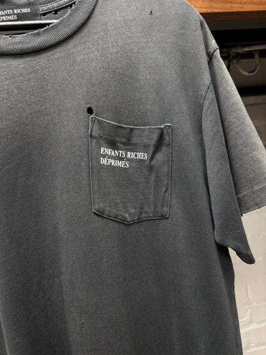 Enfants Riches Deprimes ‘Single Stitch’ Pocket Logo Faded Black Graphic T-Shirt