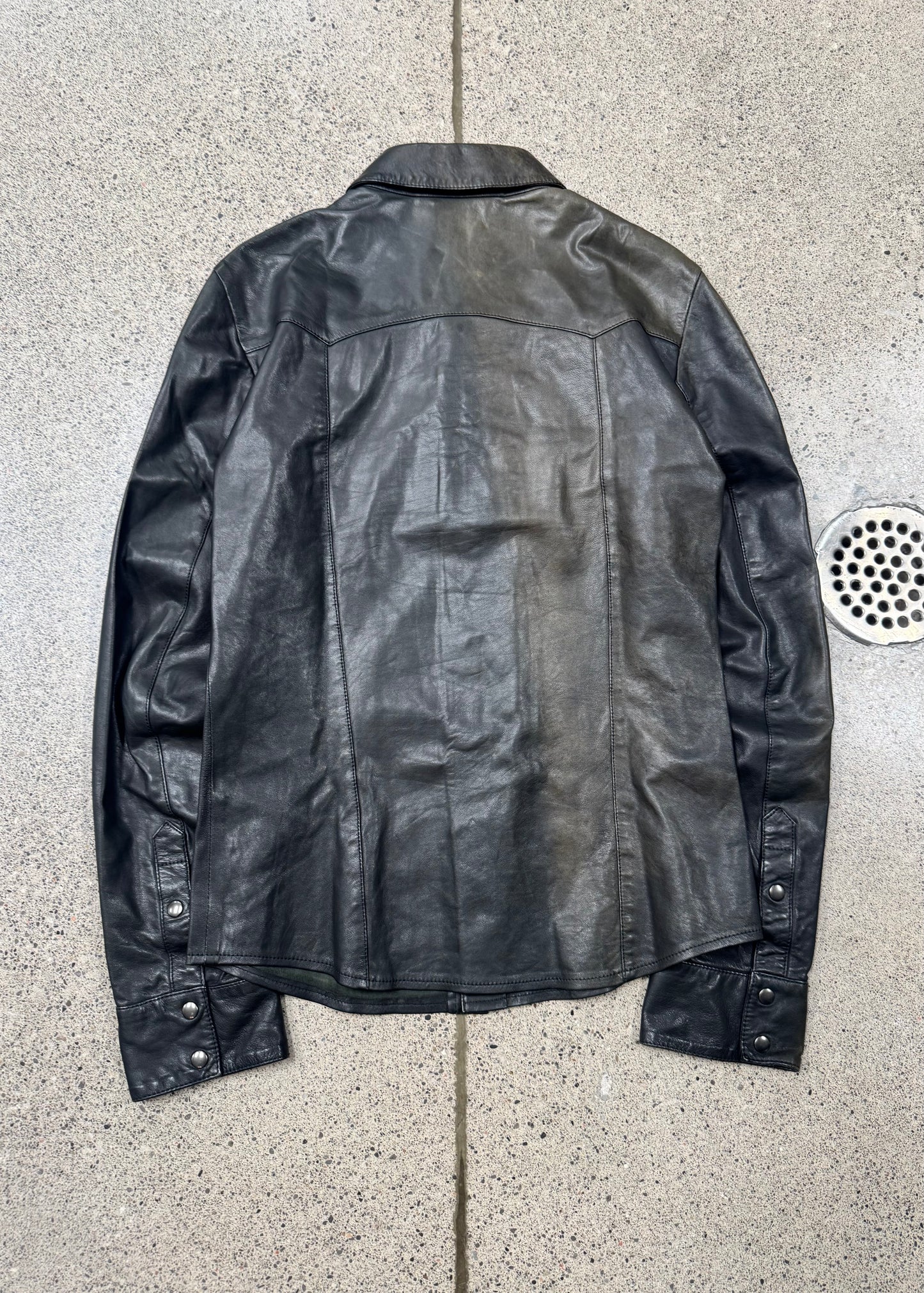 Dolce & Gabbana Mainline Lambskin Leather ‘Western’ Button Snap Shirt