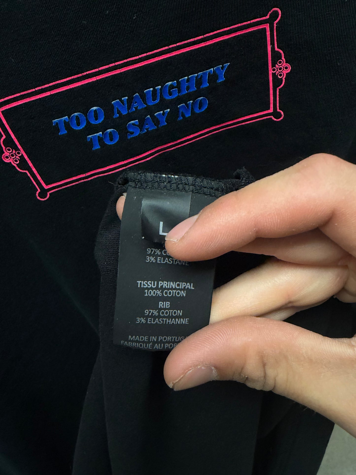 AW2021 Vetements ‘Too Naughty’ Oversized Black Slogan T-Shirt