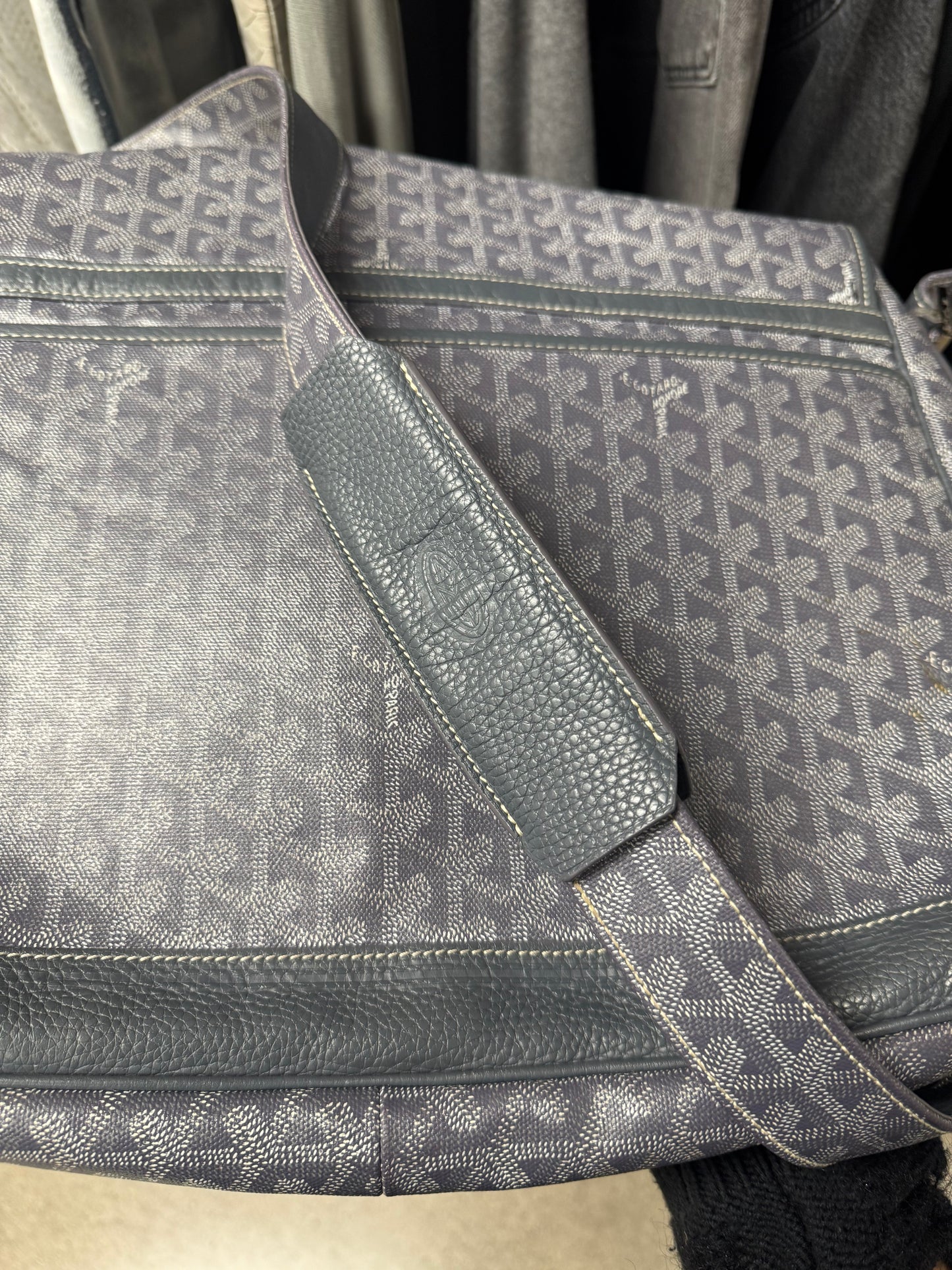 2013 Goyard ‘Grand Bleu’ GM Grey Leather Messenger Bag