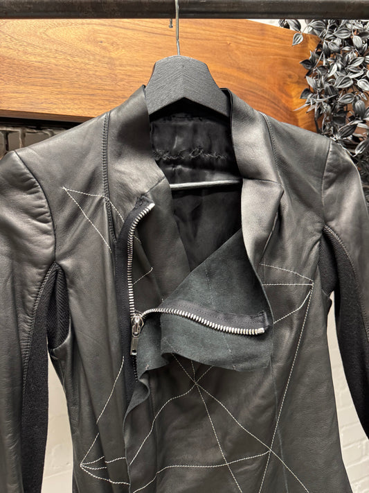 Rick Owens DRKSHDW Contrast Stitch Thin Lambskin Leather Jacket