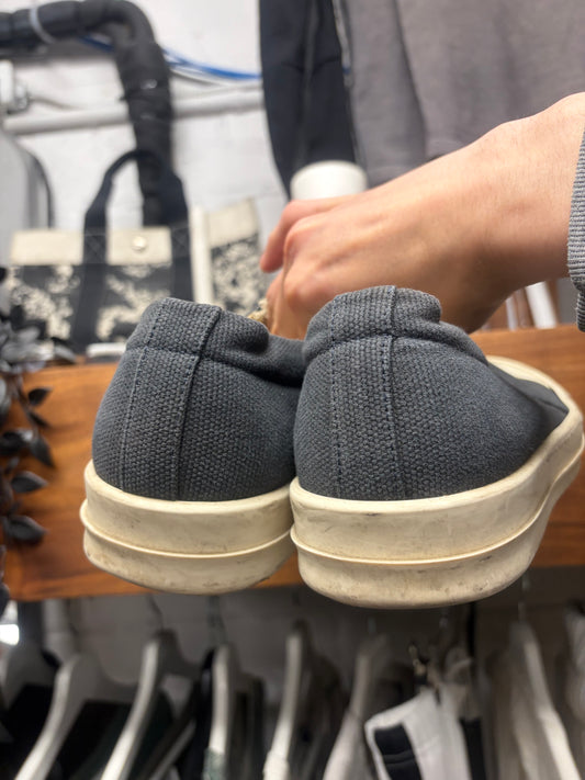 Rick Owens Black Canvas Slip-On Black/Milk Low Top Sneakers
