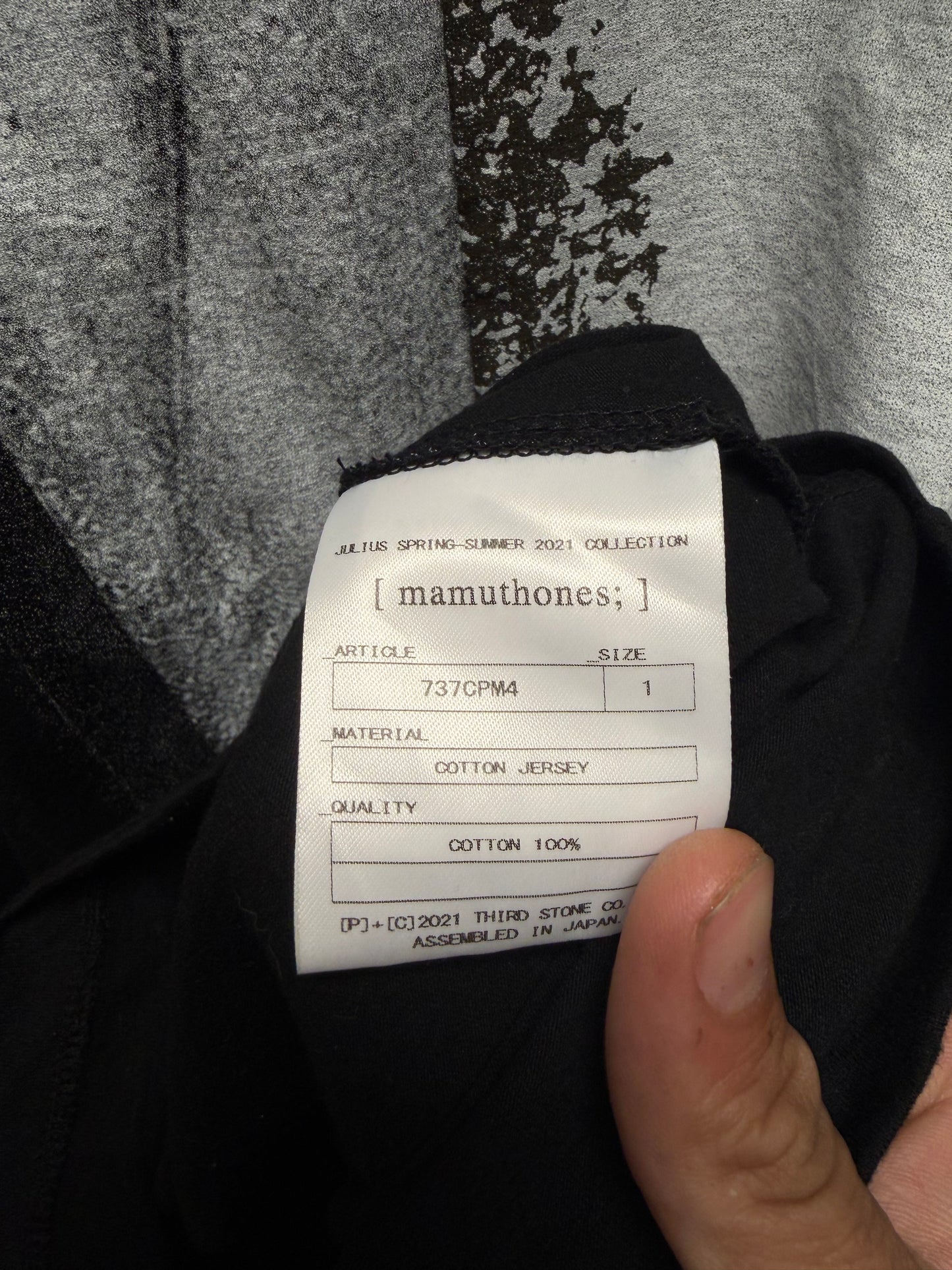 SS2021 Julius Cut n Sew Patchwork Black Jersey Cotton Graphic T-Shirt