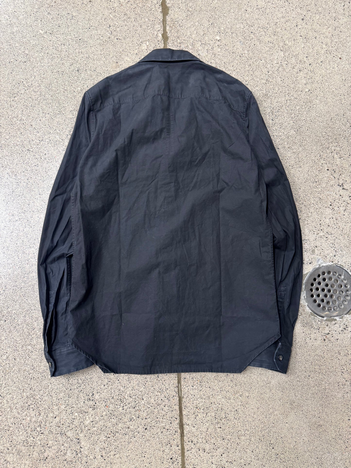 AW2021 Rick Owens ‘Gethsemane’ Mainline Black Cotton Work-Shirt