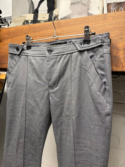 2000s Balenciaga by Nicholas Ghesquiere Pleated Grey Flared Leg Pants