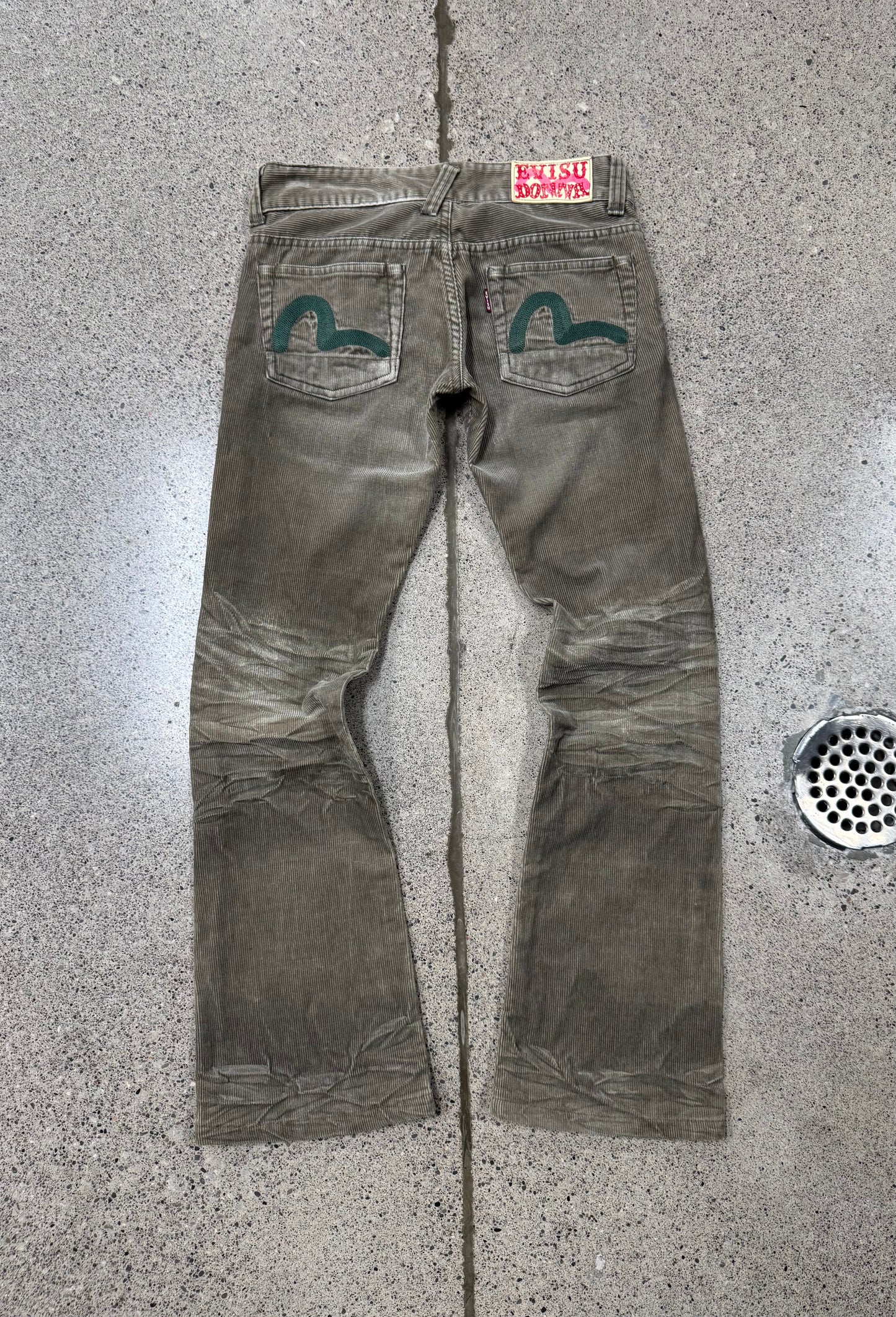 Evisu Embroidered ‘Gull Logo’ Flared Corduroy Pants