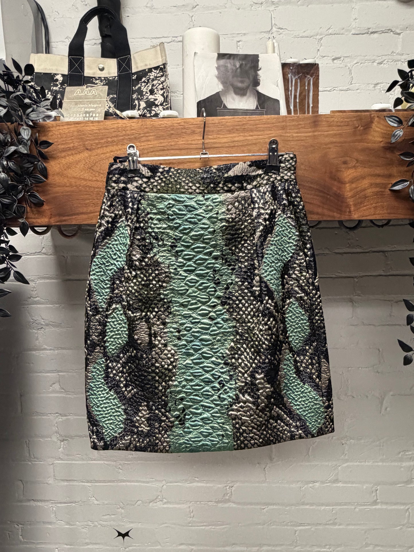 2000s Gucci by Frida Giannini Snakeskin Patterned Midi Length Skirt