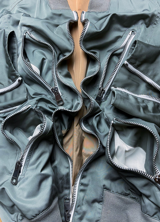 2000’s Gucci by Tom Ford Five Zip ‘Beach Blue’ Silk Bomber Jacket