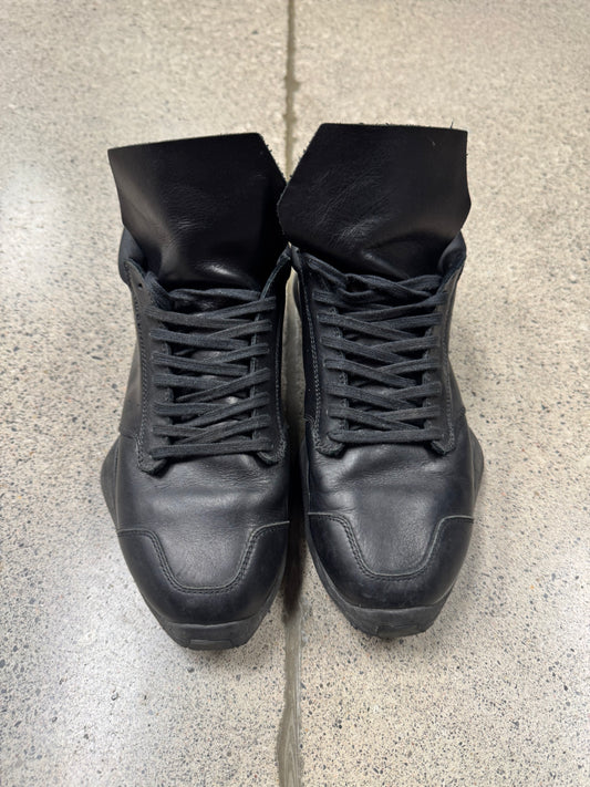 Rick Owens x Adidas ‘Vicious’ Black Leather Tech Runners
