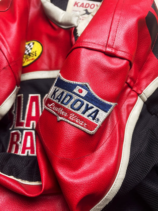 Kadoya ‘Blackhorse Racing Team’ Armored Leather Moto-Biker Jacket