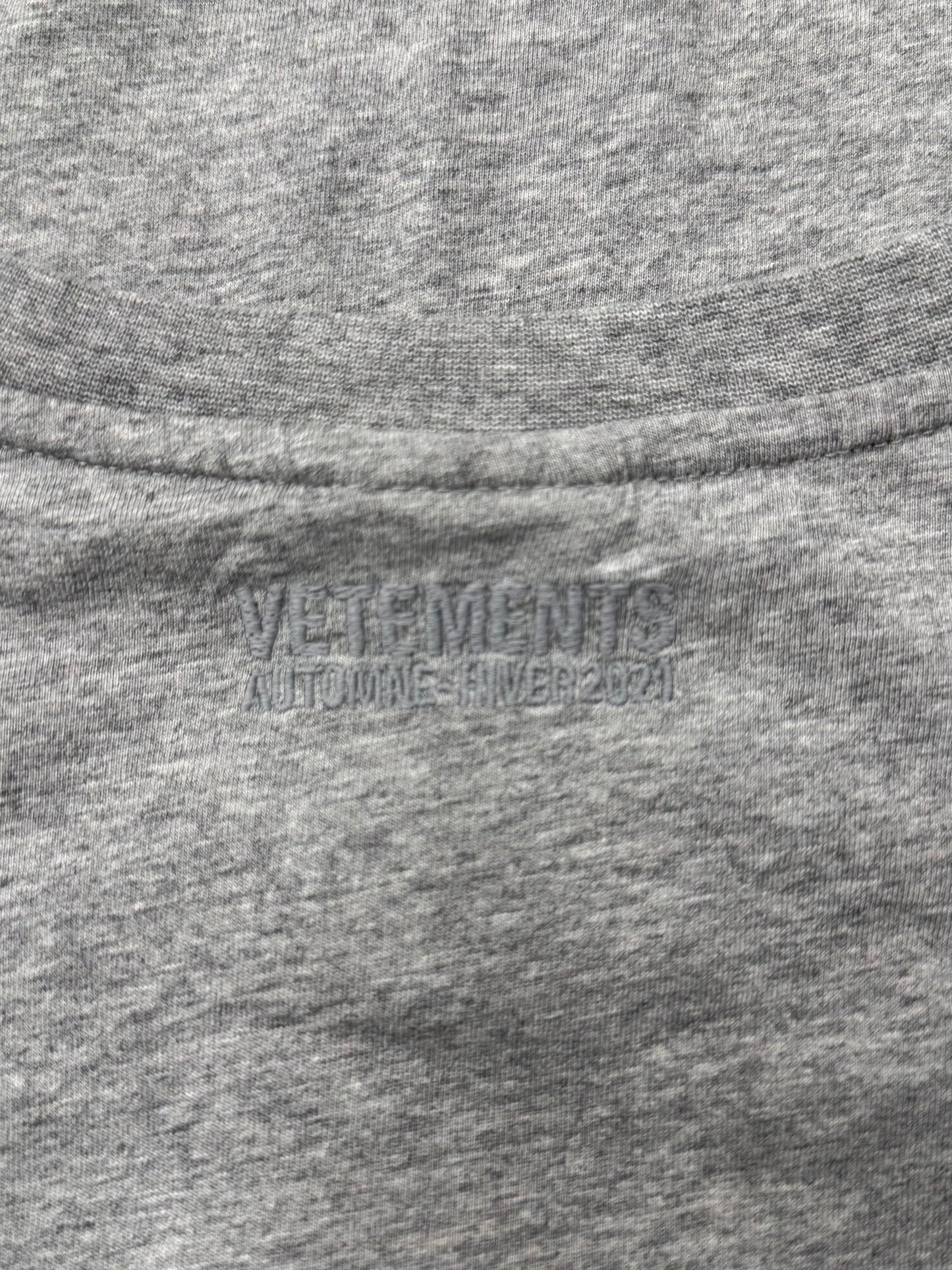 AW2021 Vetements Heather Grey Logo T-Shirt