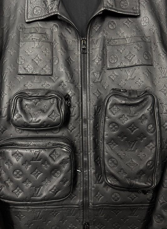 SS2024 Louis Vuitton Bullhide Monogram Embossed ‘Utility’ Leather Jacket
