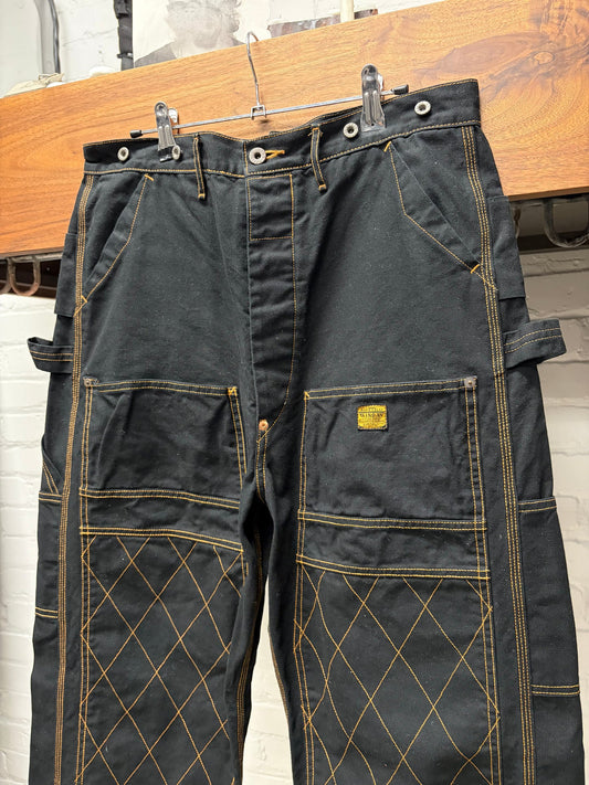 Kapital Light Canvas ‘Lumbar’ Black Double Knee Carpenter Pants