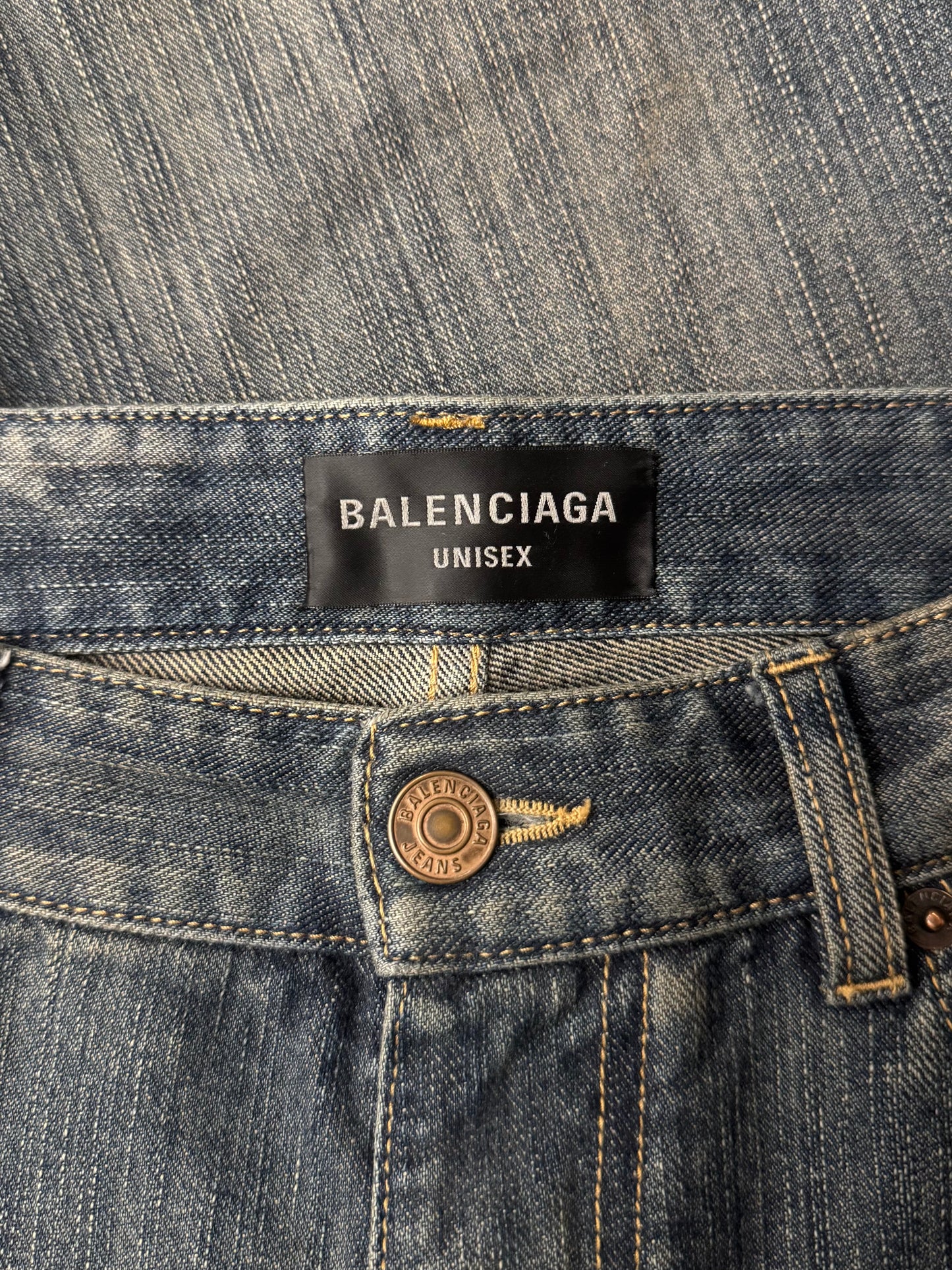 2023 Balenciaga ‘Lost Tapes’ Flared Dirt Wash Denim