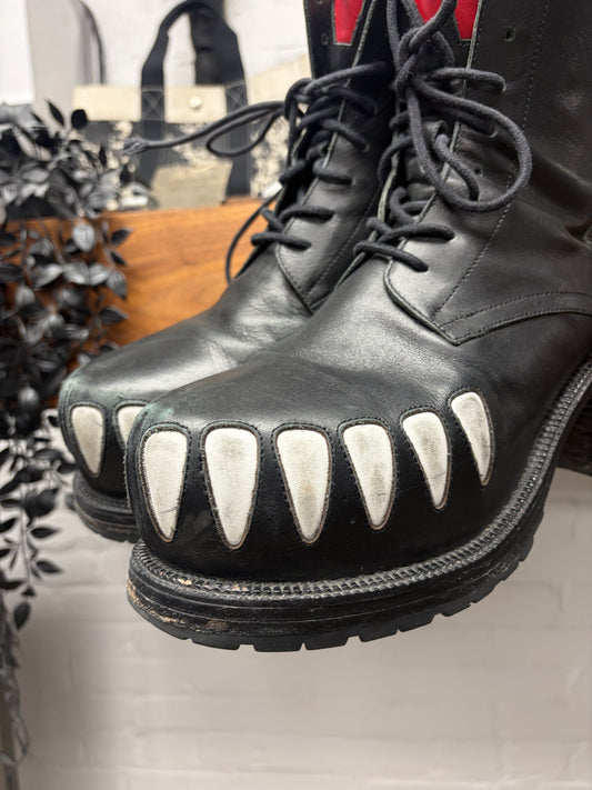 AW2022 Walter Van Beirendonck ‘Hyper Glam’ Teeth Platform Black Leather Boots