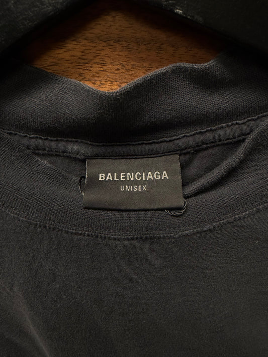 SS2024 Balenciaga ‘Surf Logo’ Black Distressed Cotton T-Shirt