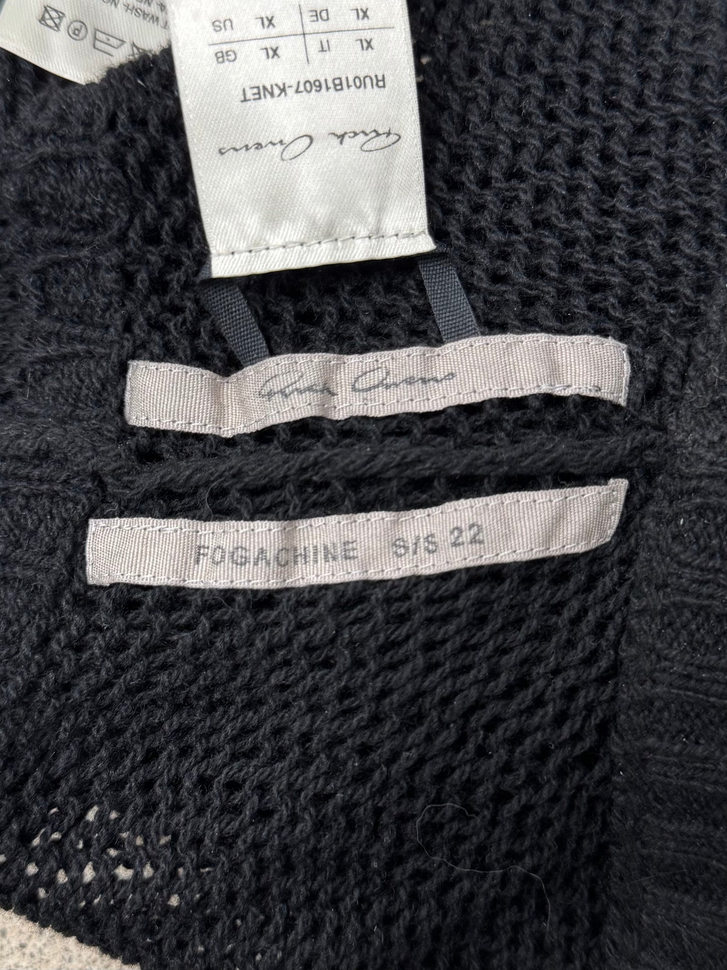 SS2022 Rick Owens Fogachine ‘Ziggy’ One Arm Knit Sweater