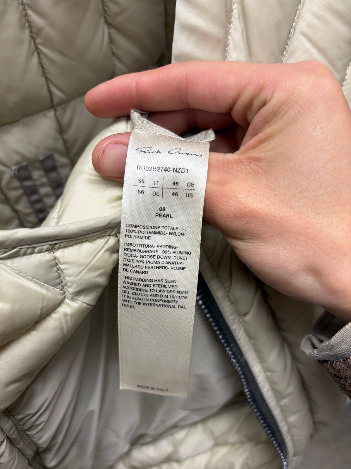 AW2022 Rick Owens ‘Strobe’ Pearl Padded Cargo Vest
