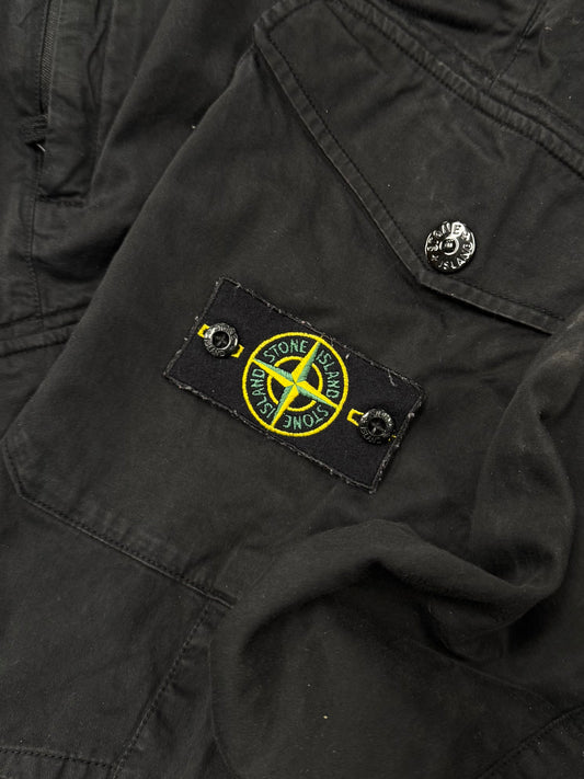 Stone Island Badge Logo Black Drawstring Cargo Pants
