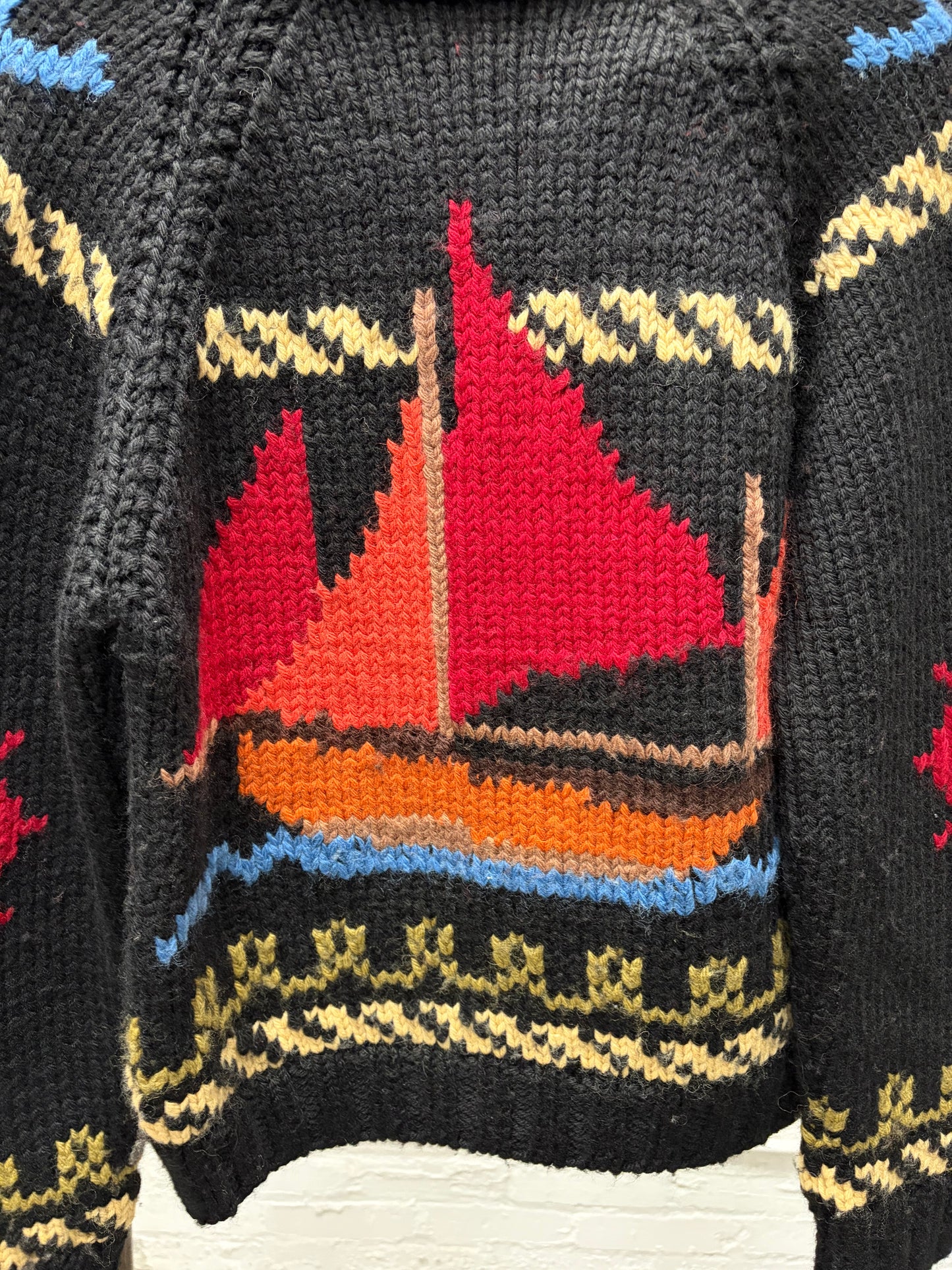 Vintage Yves Saint Laurent ‘Rive Gauche’ Sailboat Wool Cowichan Sweater
