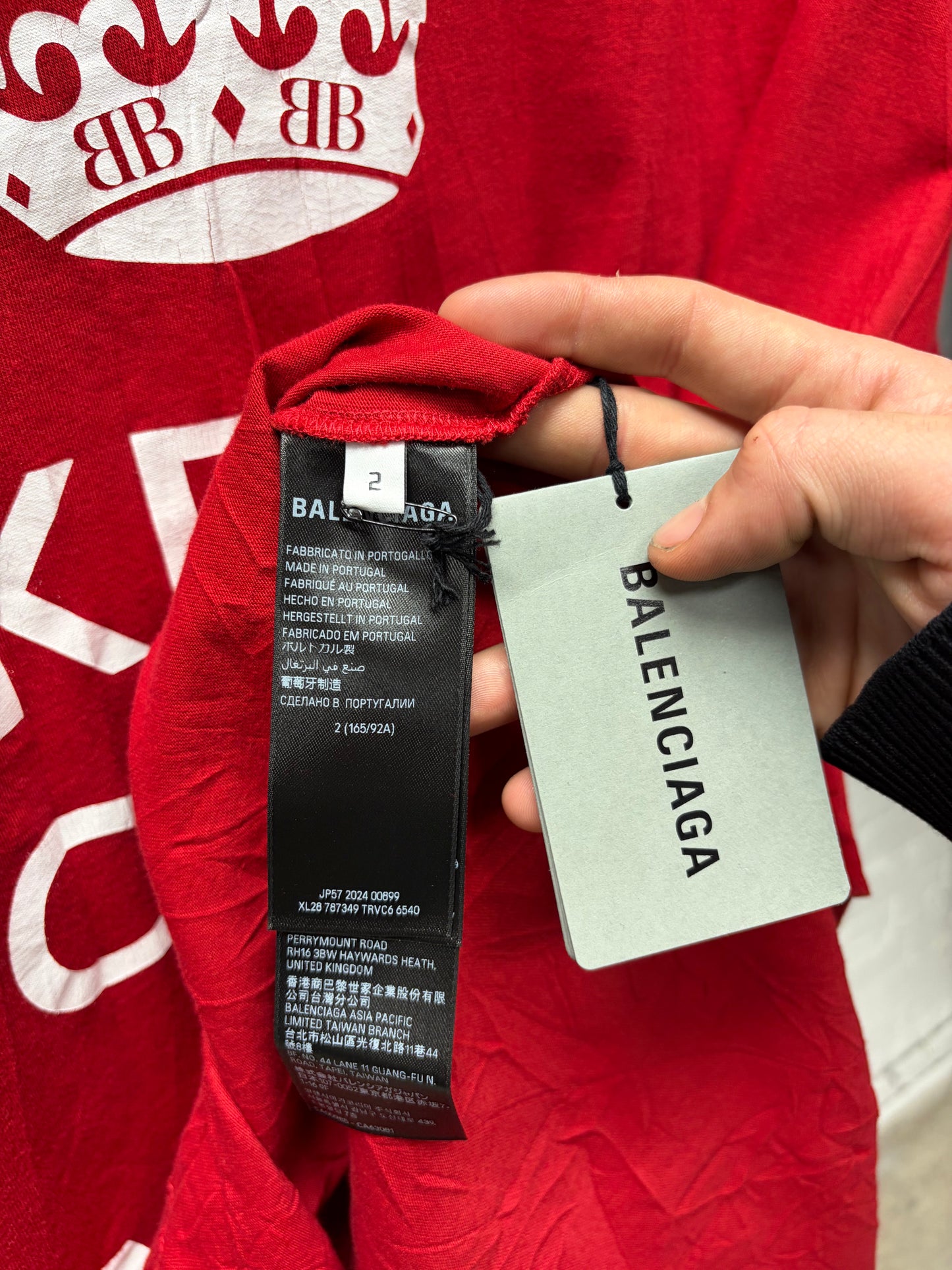SS2025 Balenciaga ‘Keep Calm’ Parody Oversized Red Slogan T-Shirt