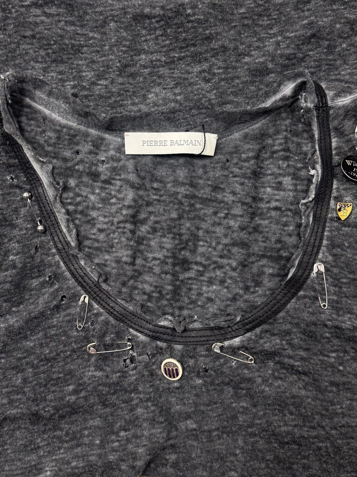 SS2011 Balmain ‘Safety Pin’ Thrash Distressed Tank Top
