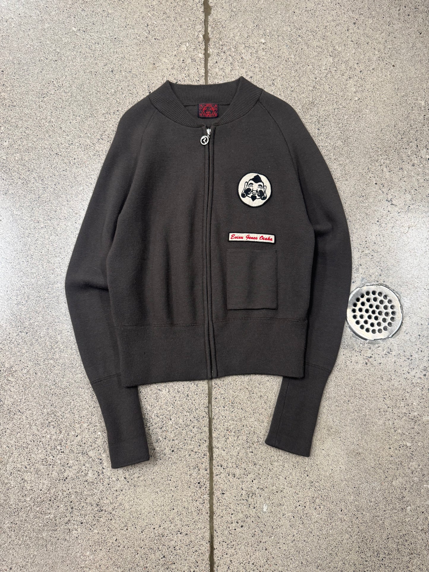 Evisu ‘Gull Logo’ Brown Zip Up Cardigan