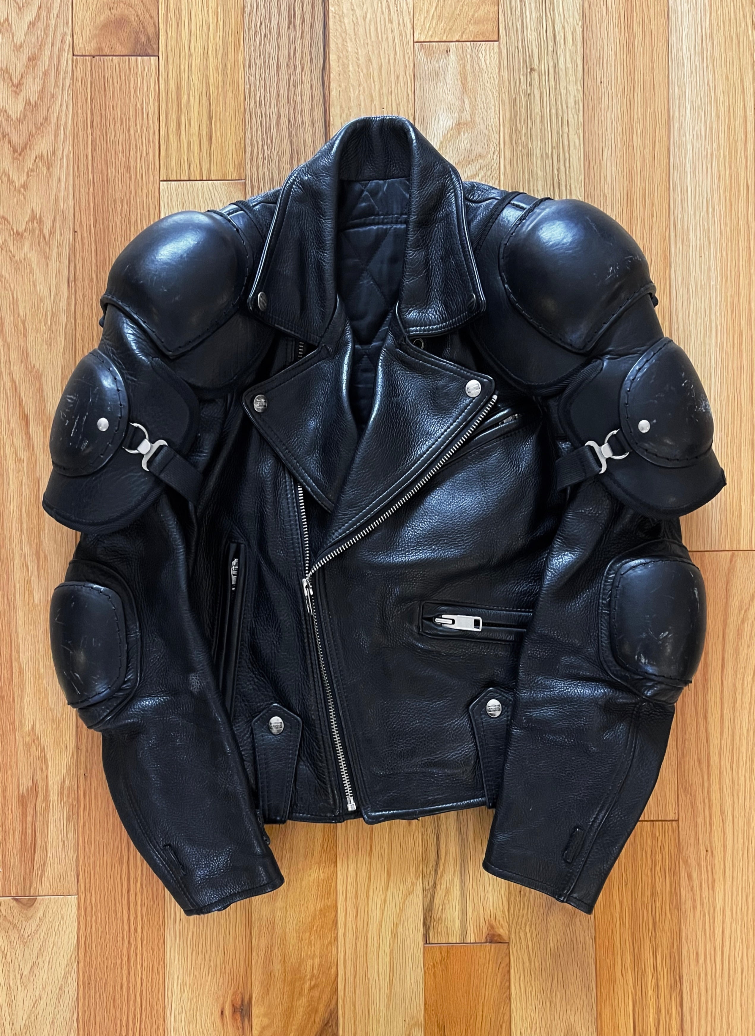 kadoya biker gear Kadoya Battlesuit Armoured Black Leather Biker Jacket – Alex Maxamenko