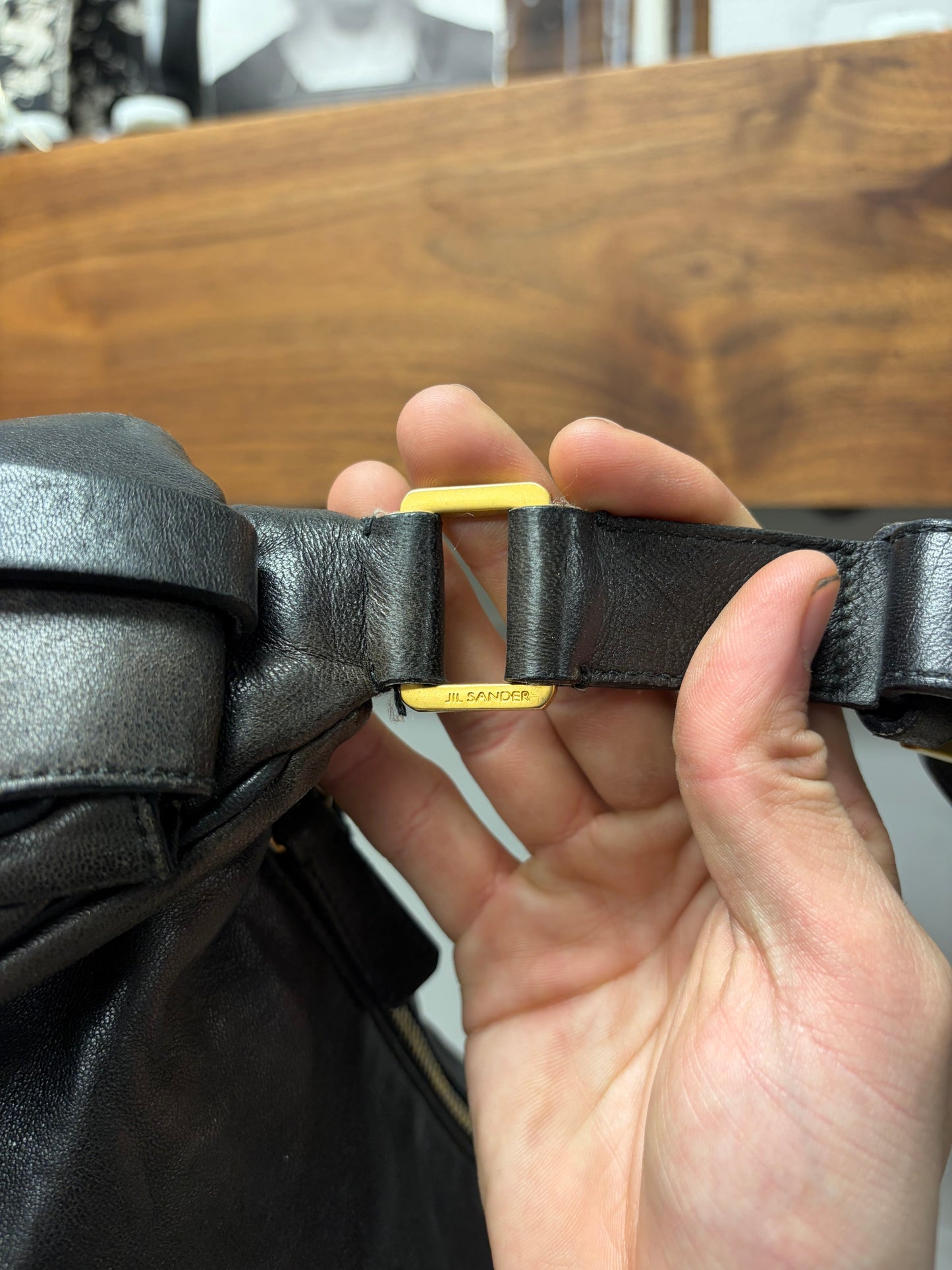 2000s Jil Sander Brown Lambskin Leather Mini Cargo Shoulder Bag