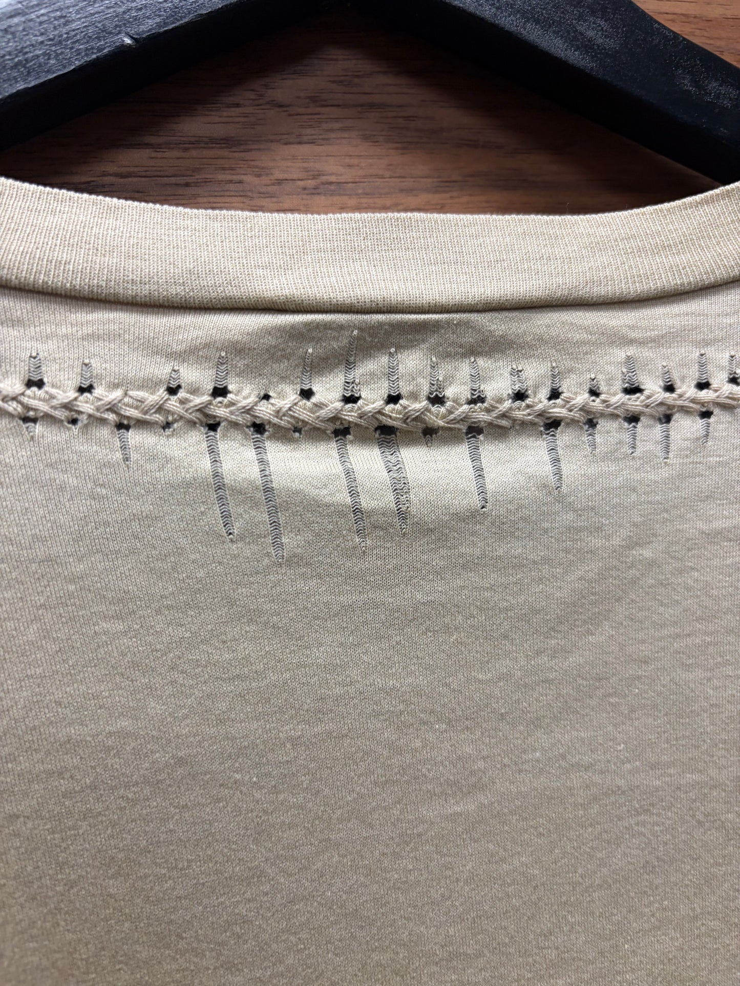 SS2008 Dior Homme V-Neck Braided Cotton Distressed T-Shirt