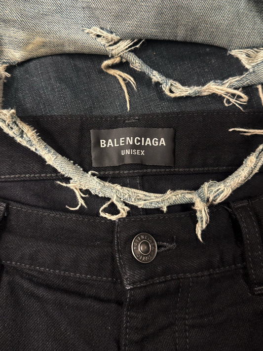 AW2024 Balenciaga ‘Cut-Up’ Double Waist Wide Leg Denim