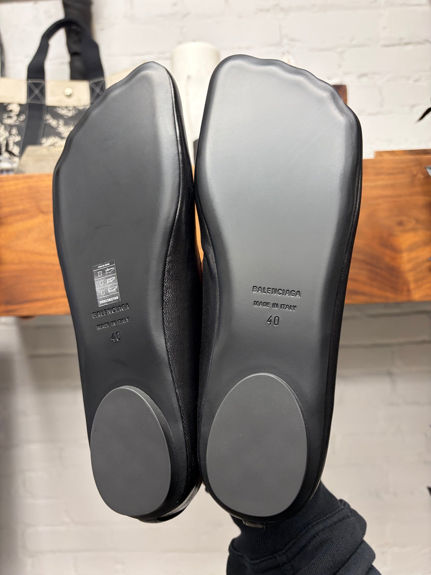 Balenciaga ‘Anatomic Ballerina’ Black Sheepskin Leather Flats