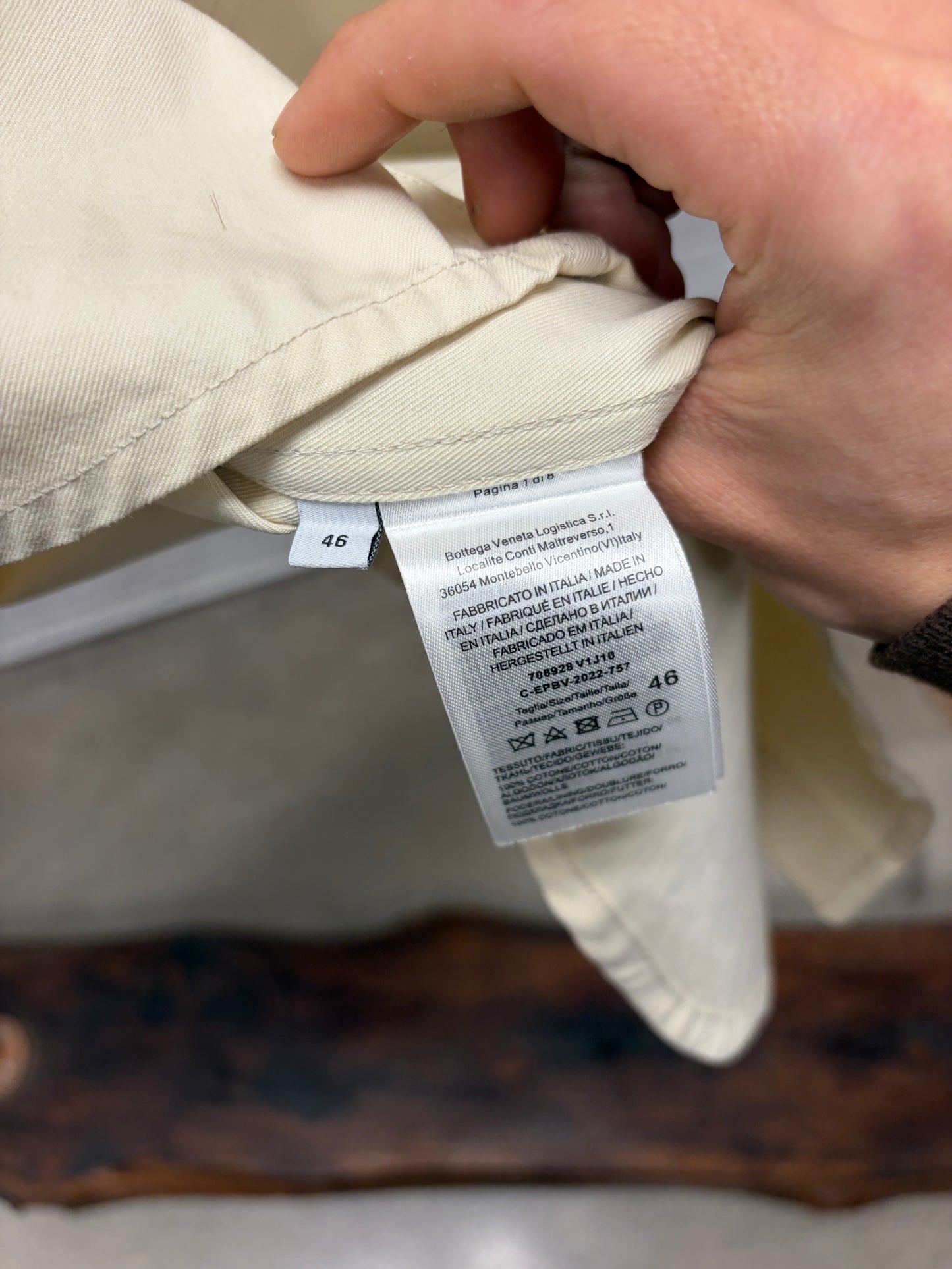 Bottega Veneta Cream White Cotton Utility Shirt