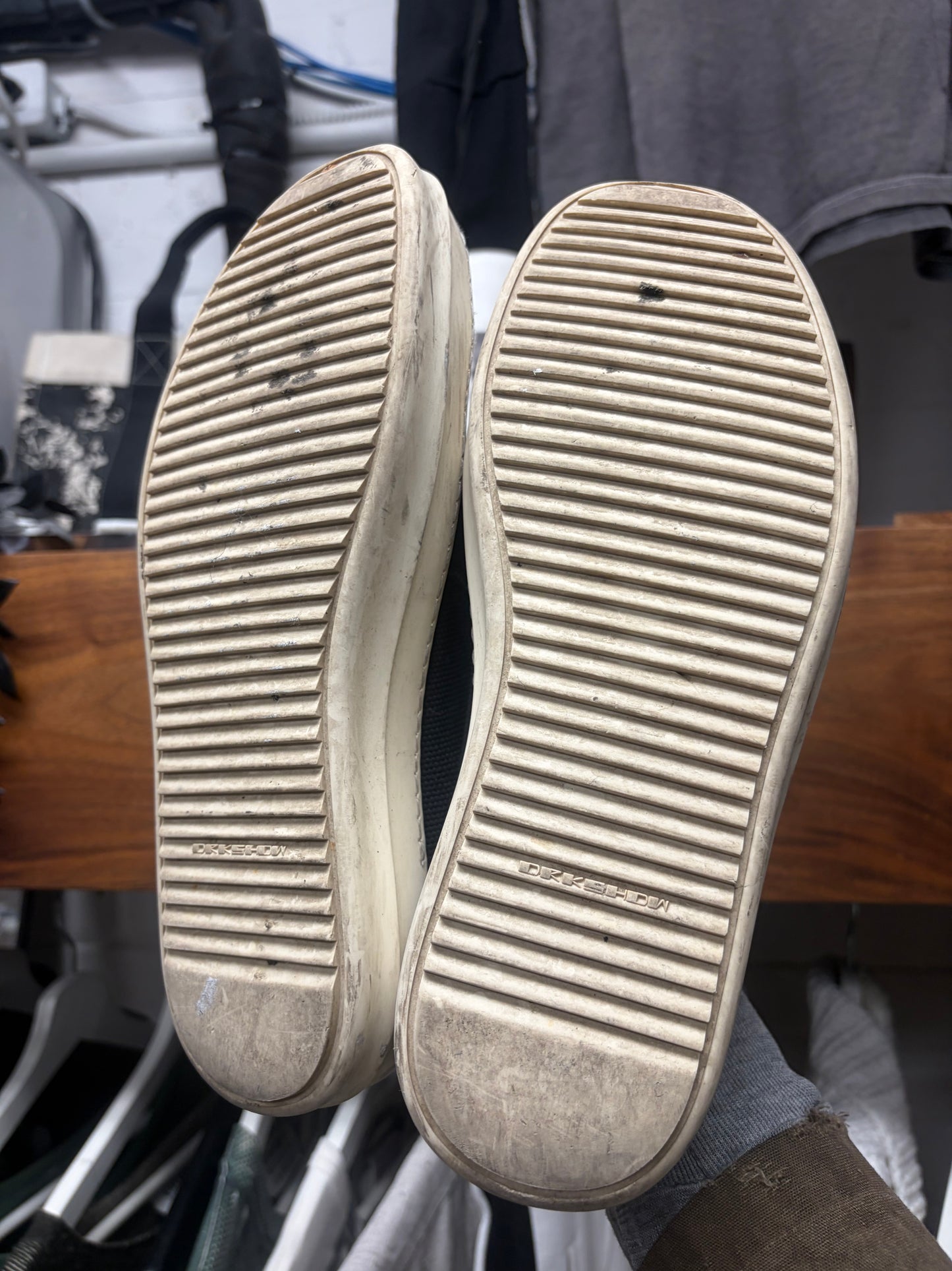 Rick Owens Black Canvas Slip-On Black/Milk Low Top Sneakers