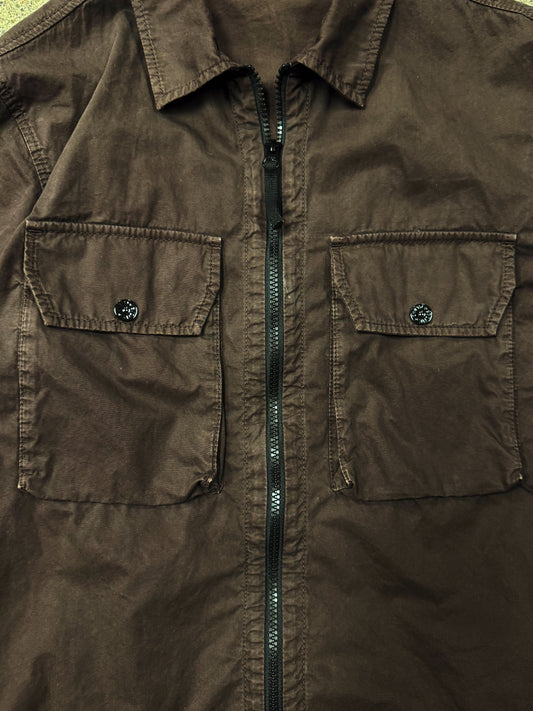 Stone Island ‘Brushed Cotton’ Zip-Up Work Shirt