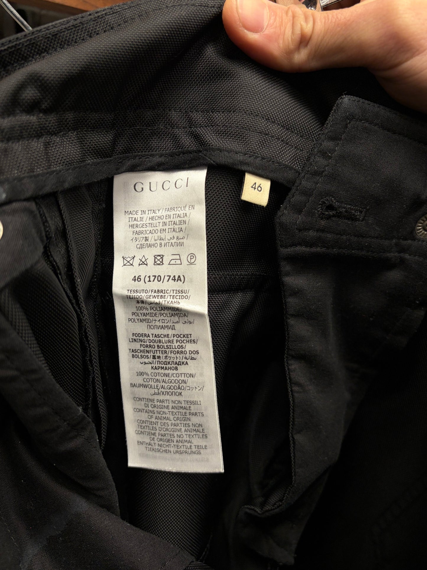 Gucci Side Seam Zip-Up Wide Leg Black Denim