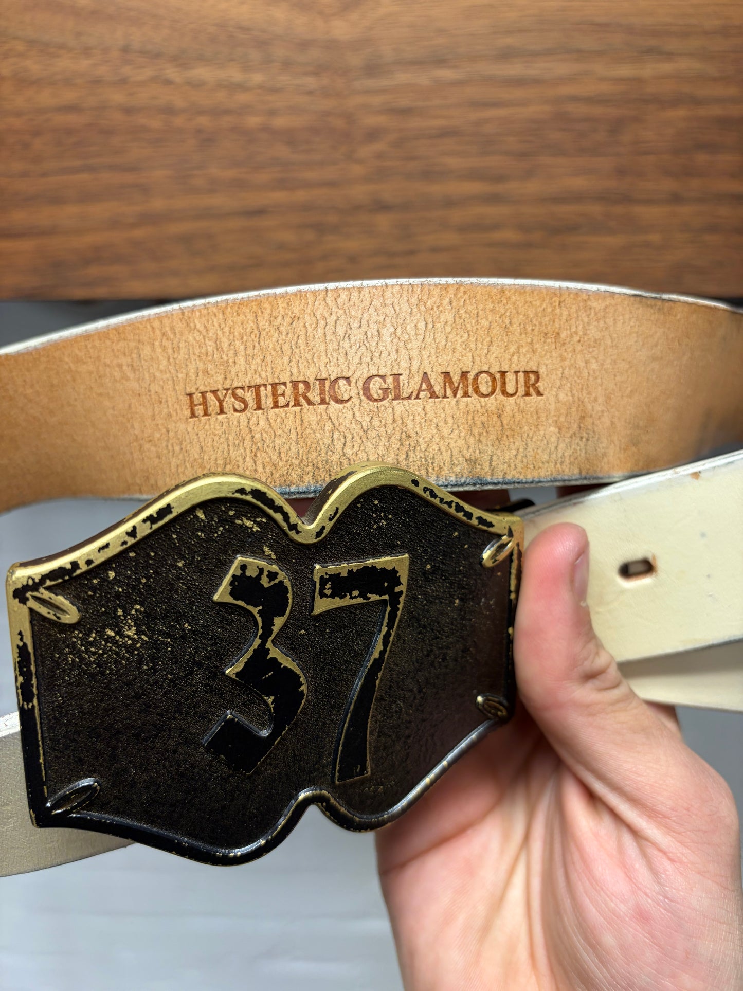Vintage Hysteric Glamour ‘37’ Western Buckle White Leather Belt